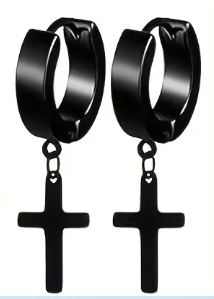 Argolas em Aço Inoxidável, Cruz Preto