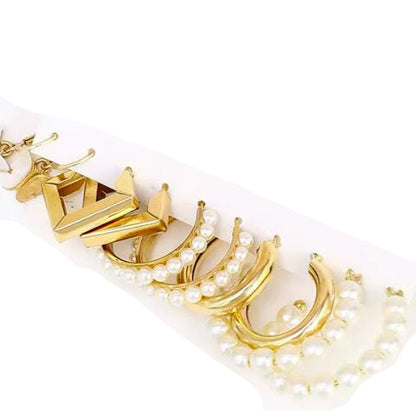 Conjunto de Argolas em Fantasia, 5 Pares (Branco)