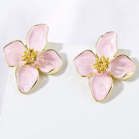 Brincos Obega de Senhora em Fantasia, Flor Rosa
