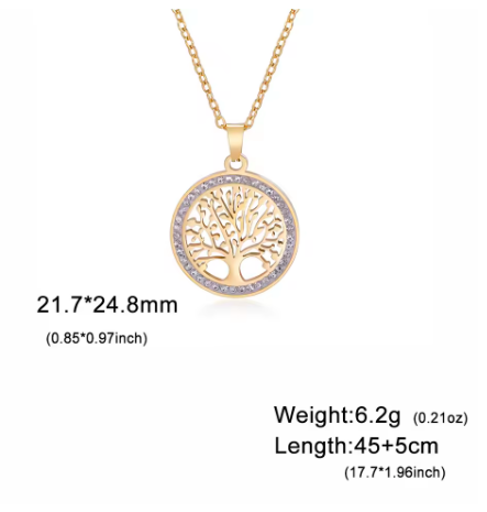 Women's Earrings in Titanium and 316L Stainless Steel, Tree of Life
