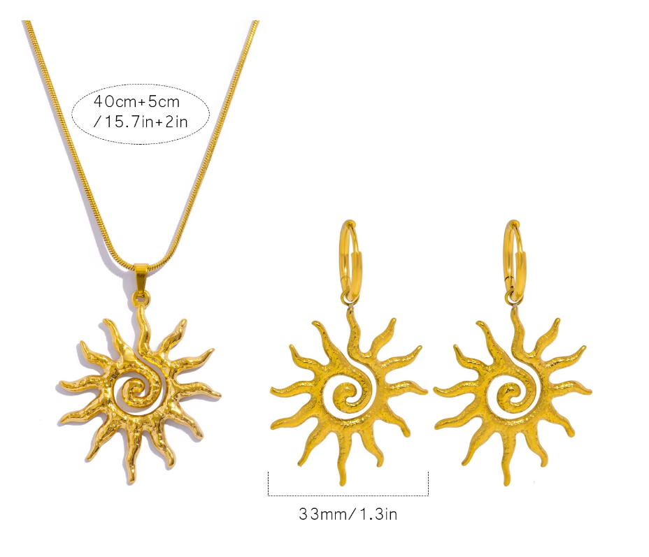 Brincos de Argola com Pendente Sol Espiral – Mar e Vida