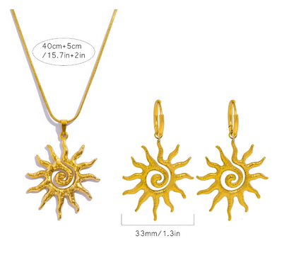 Brincos de Argola com Pendente Sol Espiral – Mar e Vida