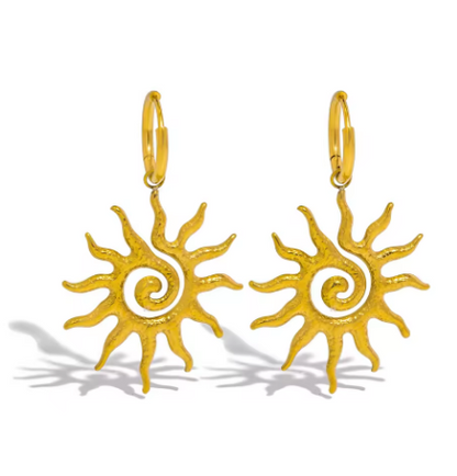 Brincos de Argola com Pendente Sol Espiral – Mar e Vida