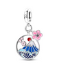 Sterling Silver Double Dangle, Mount Fuji and Cherry Blossoms
