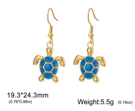 Collier pour femme avec pendentif tortue bleue en acier inoxydable