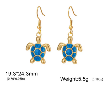 Collier pour femme avec pendentif tortue bleue en acier inoxydable