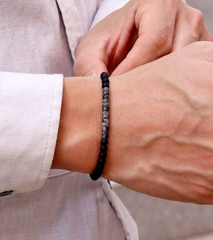 Bracelet avec pierres onyx mélangées