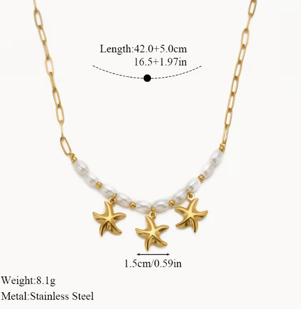 Collier tortue en acier 316L et perle – La Grâce de l'Océan en émail blanc