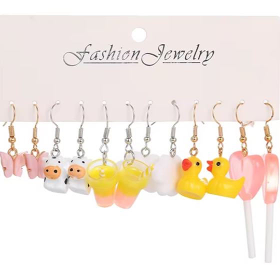 Conjunto de Brincos Infantil 6 Pares