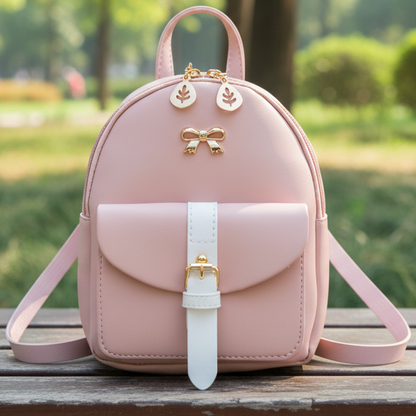 Petit sac à dos rose avec nœud