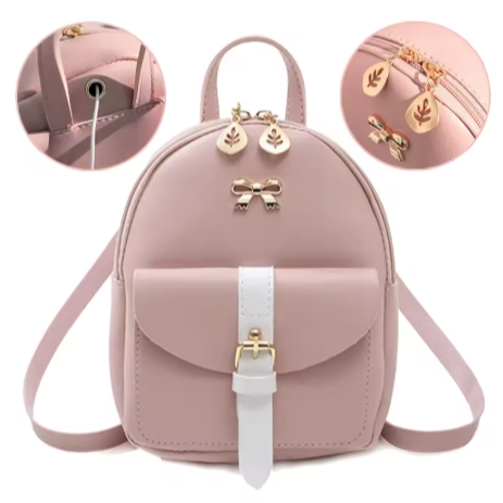 Mochila de Criança Rosa com Laço