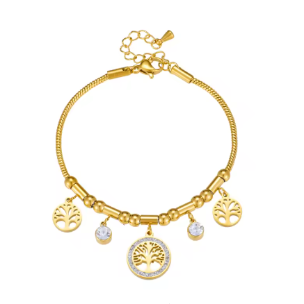 Pulseira de Senhora em Aço Inoxidável 316L com Árvore De Vida