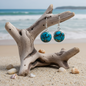 Boucles d'oreilles pour femme avec pierre naturelle turquoise