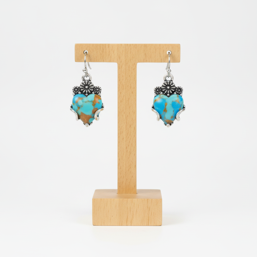 Boucles d'oreilles pour femme en pierre naturelle turquoise