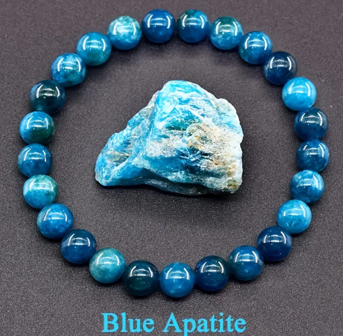 Pulseira de Apatite Azul Natural – Clareza, Foco e Intuição