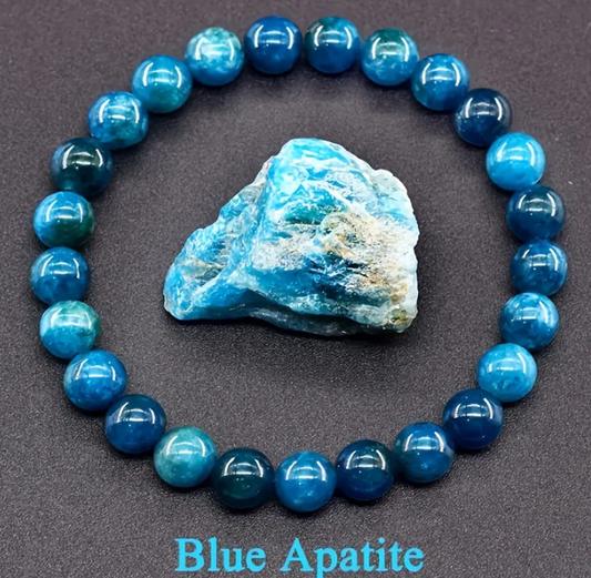 Pulseira de Apatite Azul Natural – Clareza, Foco e Intuição