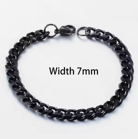 Pulseira de Homem em Aço Inoxidável, Corrente Preta