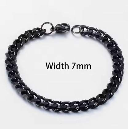 Pulseira de Homem em Aço Inoxidável, Corrente Preta