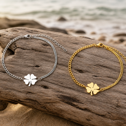 Pulseira em Aço Inoxidável - Trevos da Sorte Clássicos