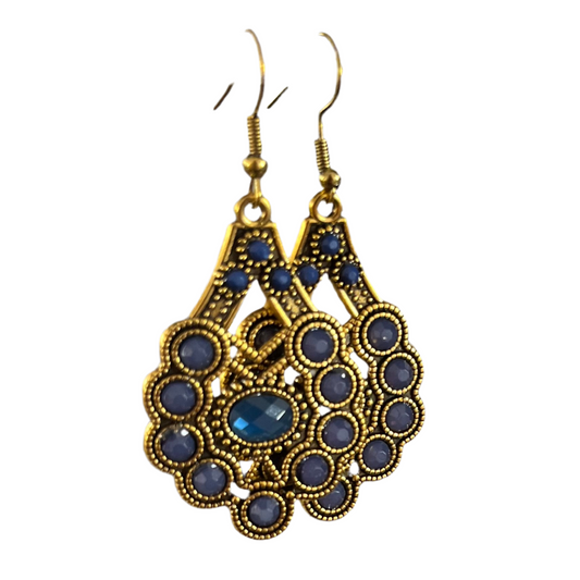 Brincos Boho Estilo Vintage com Pedra Branca e Zircónia