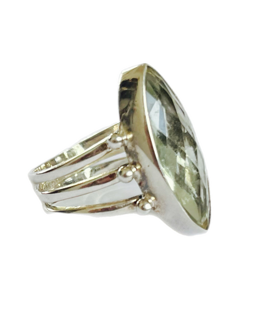 Anel de Prata 925 com Pedra Natural Ametista T:8
