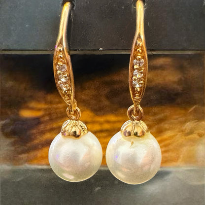Brincos em Ouro Laminado 18k com Topázios e Pérolas