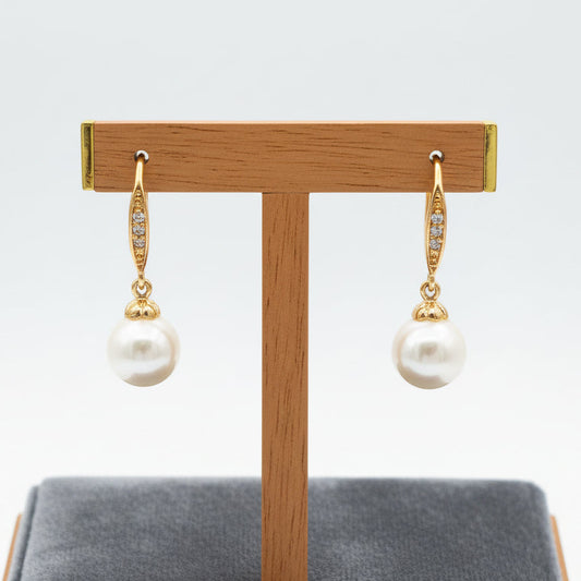 Boucles d'oreilles en or laminé 18 carats avec topazes et perles