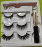 Kit de 3 Pares de Cílios Postiços Reutilizáveis com Eyeliner Adesivo e Pinça Aplicadora