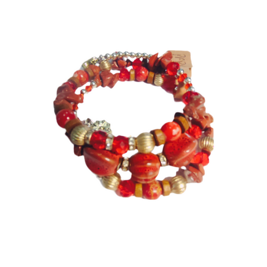 Pulseira de Senhora em Fantasia, Pedras Vermelhas