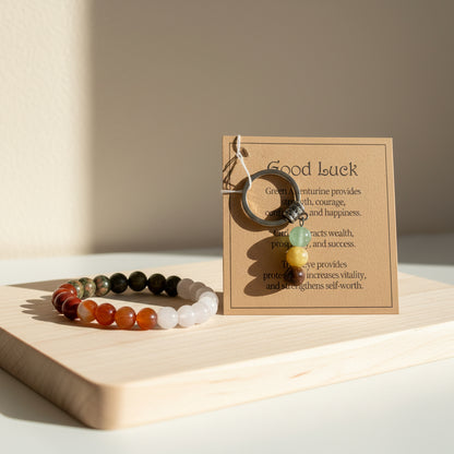 Bracelet et porte-clés, pierres naturelles