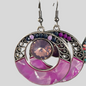 Brincos Boho Argola Vintage na Cor Prata com Pedra Roxa