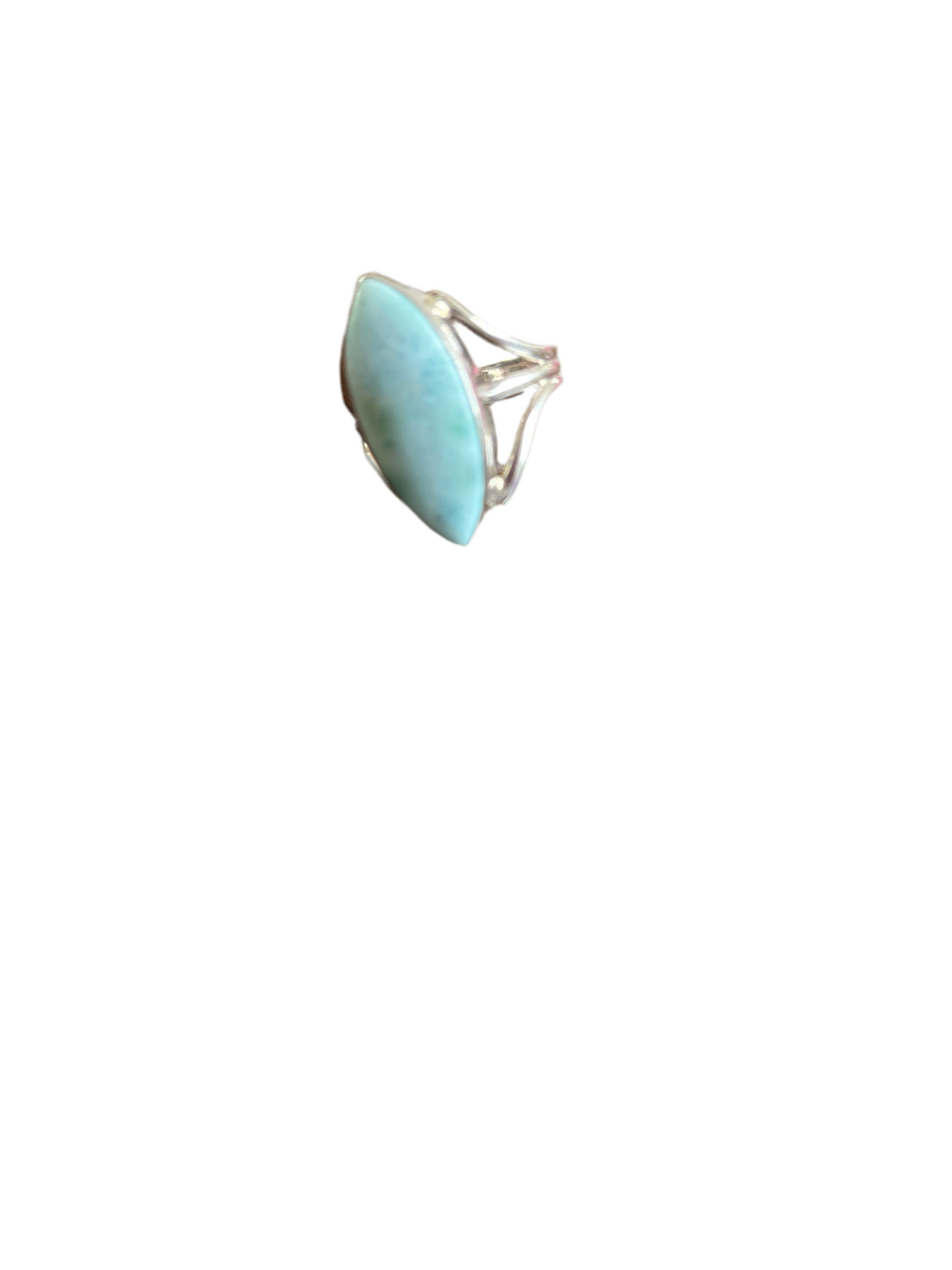 Anel de Prata 925 com Pedra Natural Larimar Índia T : 9.5.