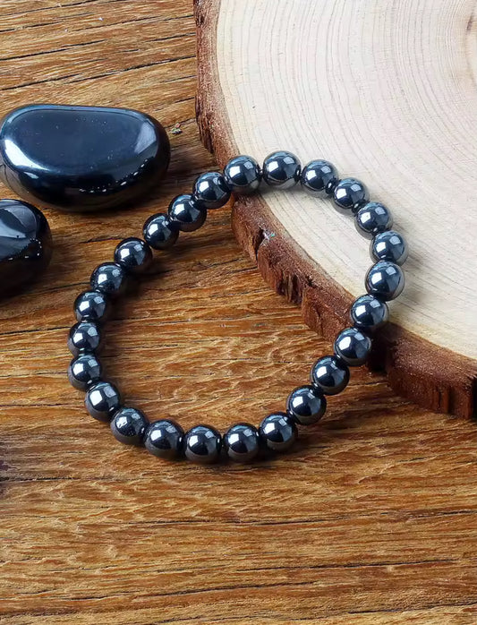 Pulseira de Homem com Pedras Hematitas