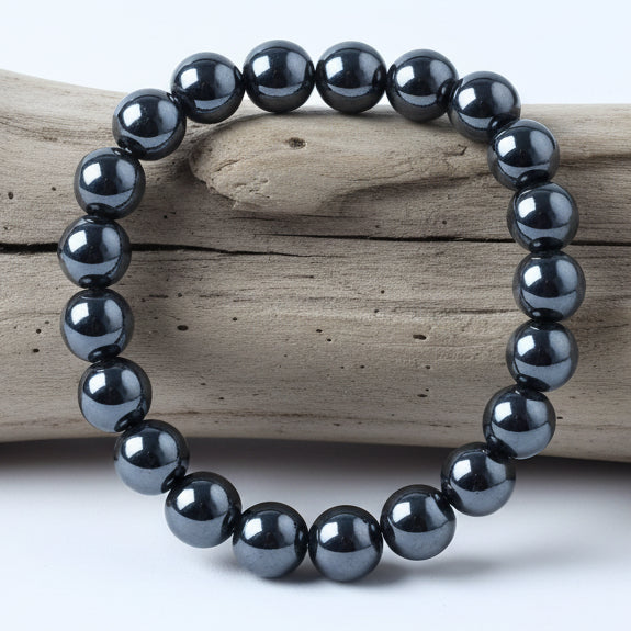 Pulseira de Hematite Natural – Força, Equilíbrio e Proteção