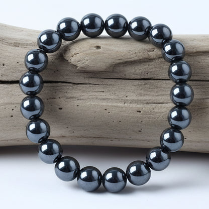 Pulseira de Hematite Natural – Força, Equilíbrio e Proteção