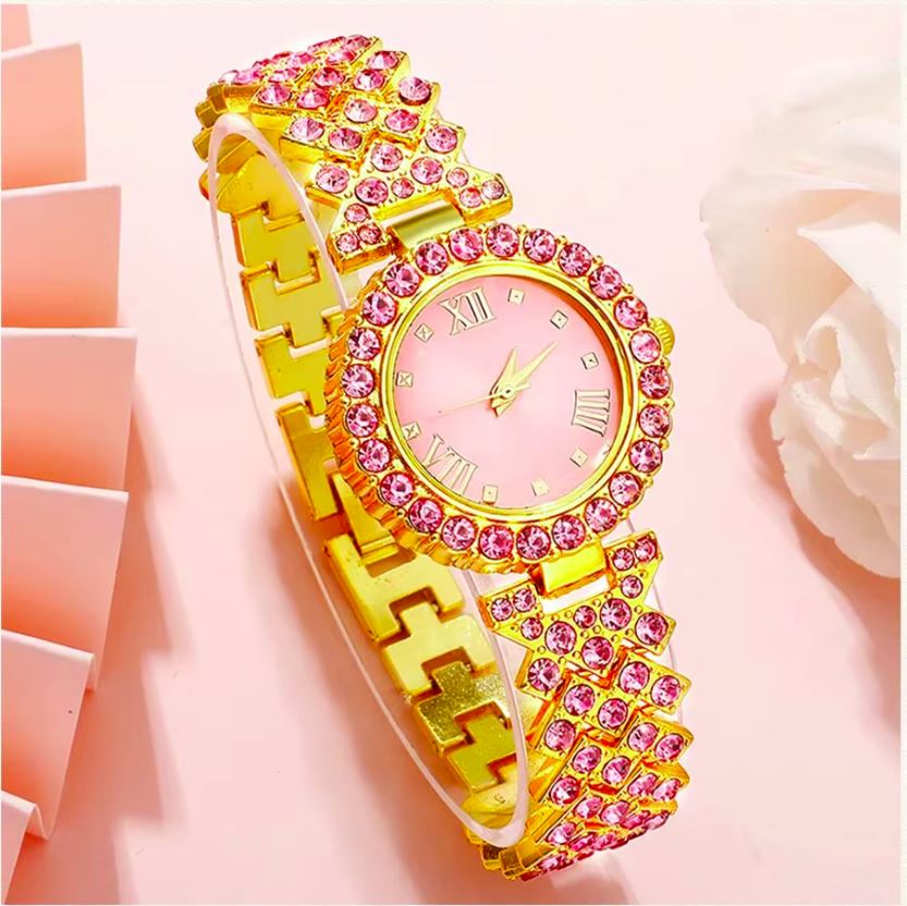 Relógio de Criança em Aço Inoxidável Rosa/Dourado