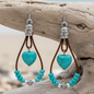 Brincos Boho Heart  – Estilo Vintage & Turquesa