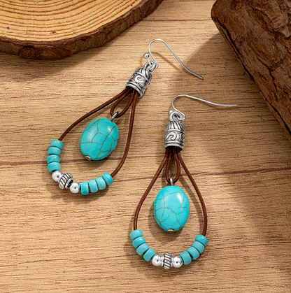 Brincos Boho Gota – Estilo Vintage & Turquesa