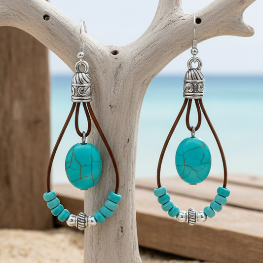 Brincos Boho Gota – Estilo Vintage & Turquesa