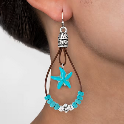 Brincos Desert Starfish – Estilo Vintage & Turquesa