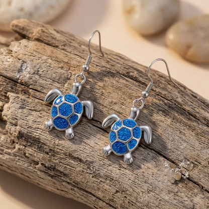 Collier pour femme avec pendentif tortue bleue en acier inoxydable
