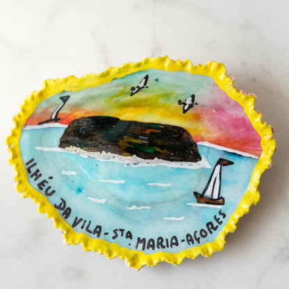 Íman de Lapa Grande Pintado à Mano - Ilhéu da Vila por Carlos Pereira