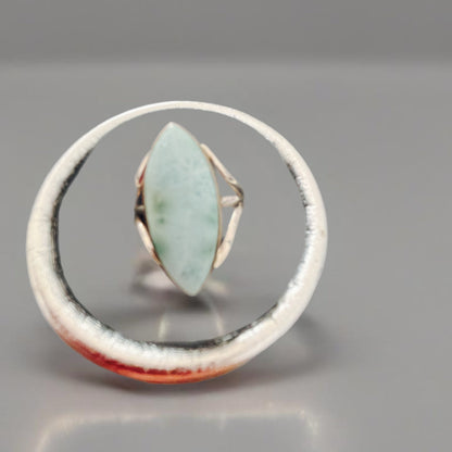 Anel de Prata 925 com Pedra Natural Larimar Índia T : 9.5.