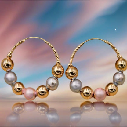 Argolas de Senhora em Ouro Laminado 18K, Bolas