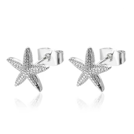 Brinco de Prisioneiro em Aço Inoxidável, Estrela do Mar Prateada