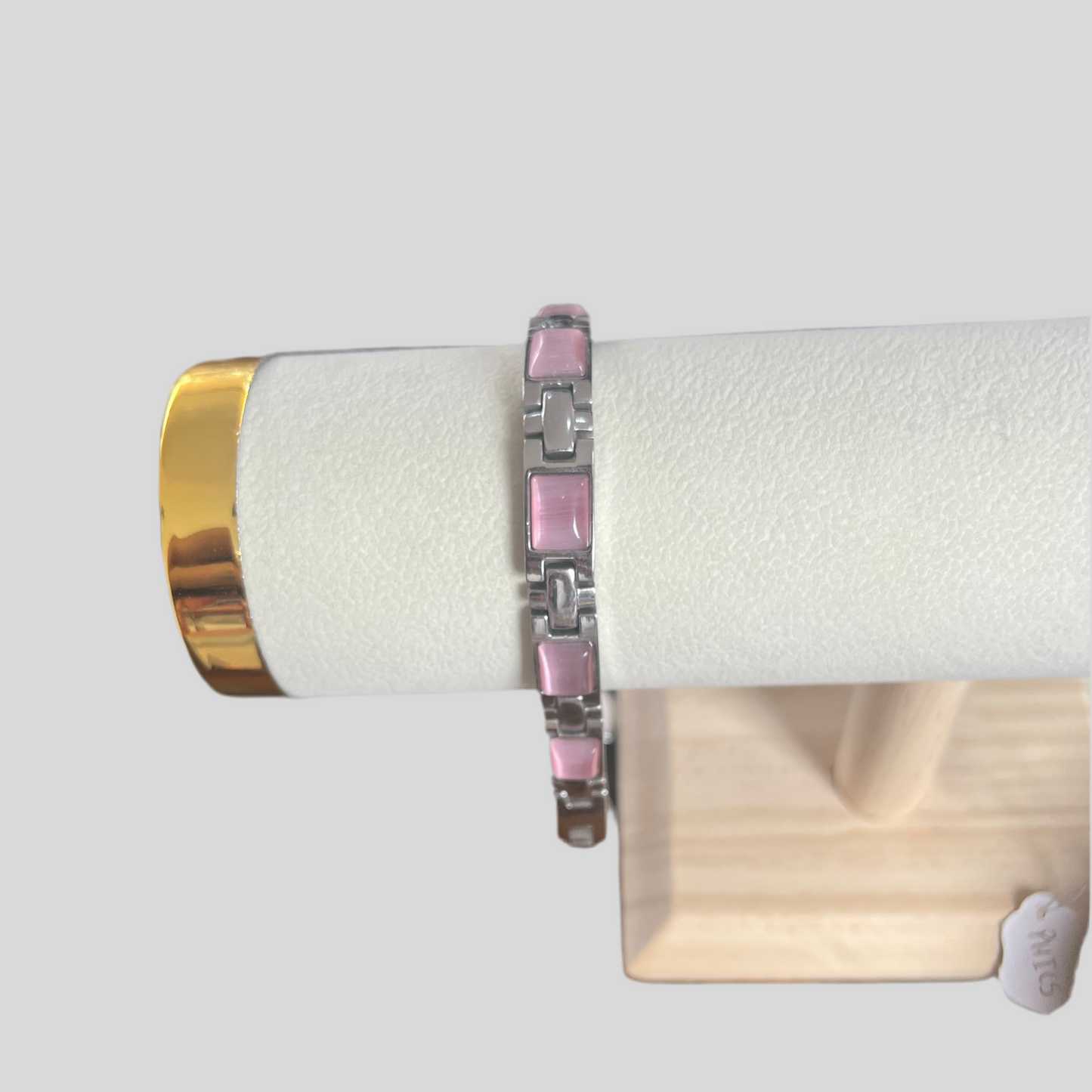Pulseira em Aço Inoxidável, Magnética Terapêutica Rosa