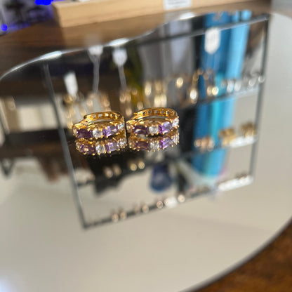 Argolas em Ouro Laminado 14K com Zircões Duas Cores
