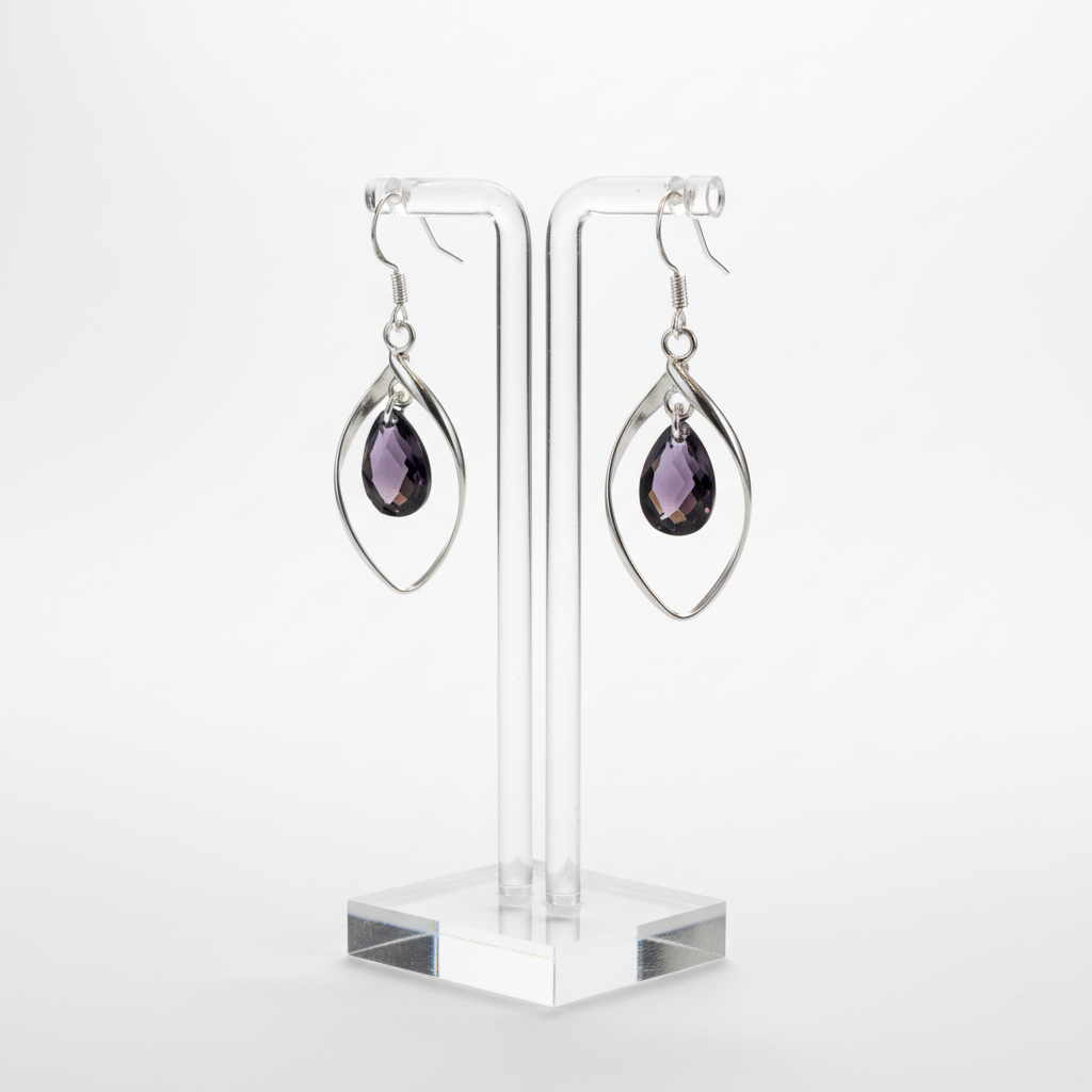 Boucles d'oreilles pour femme en argent avec pierre améthyste