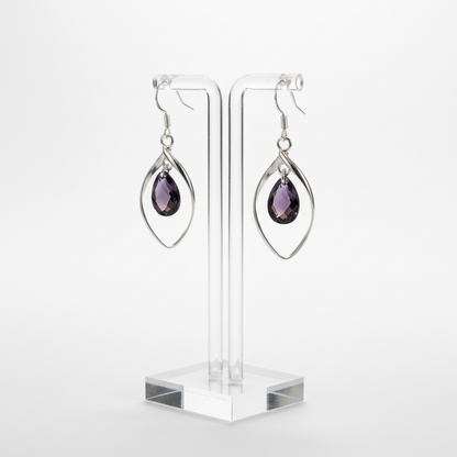 Boucles d'oreilles pour femme en argent avec pierre améthyste