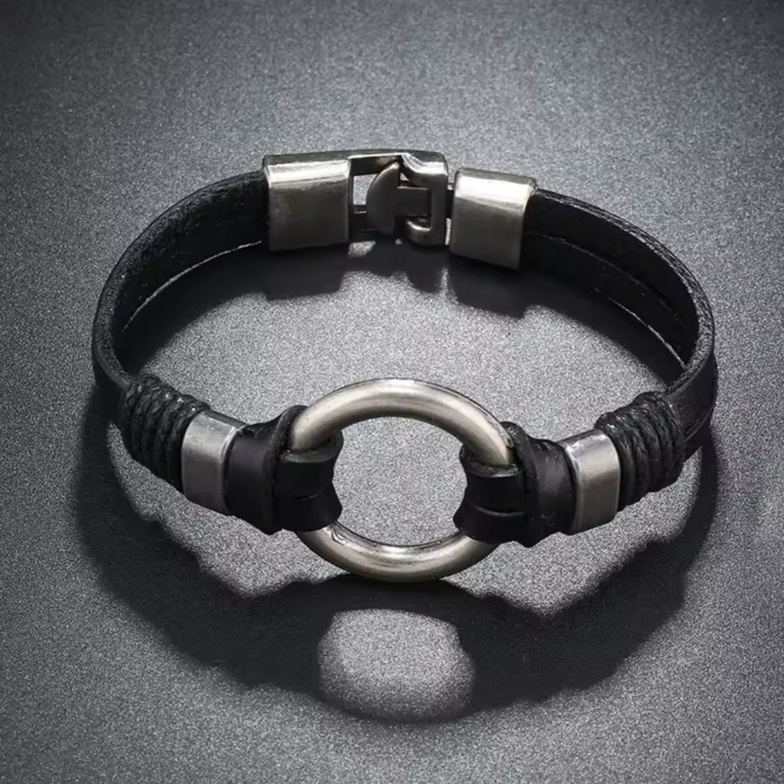 Pulseira de Homem em Pele Genuína e Aço Inoxidável